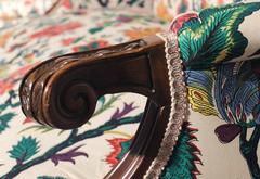 Antique Bold and Bright English Club-Style Floral Loveseat-ONLY ONE