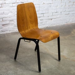 Modern Walnut Molded Plywood Chairs Stackable Connectable Selling Separately