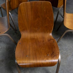 Modern Walnut Molded Plywood Chairs Stackable Connectable As Is Sold Separately