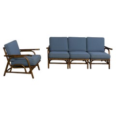 Tropical Coastal Style Rattan 3 Piece Sofa and Lounge Chair Calif Asia, a Set