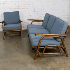 Tropical Coastal Style Rattan 3 Piece Sofa and Lounge Chair Calif Asia, a Set