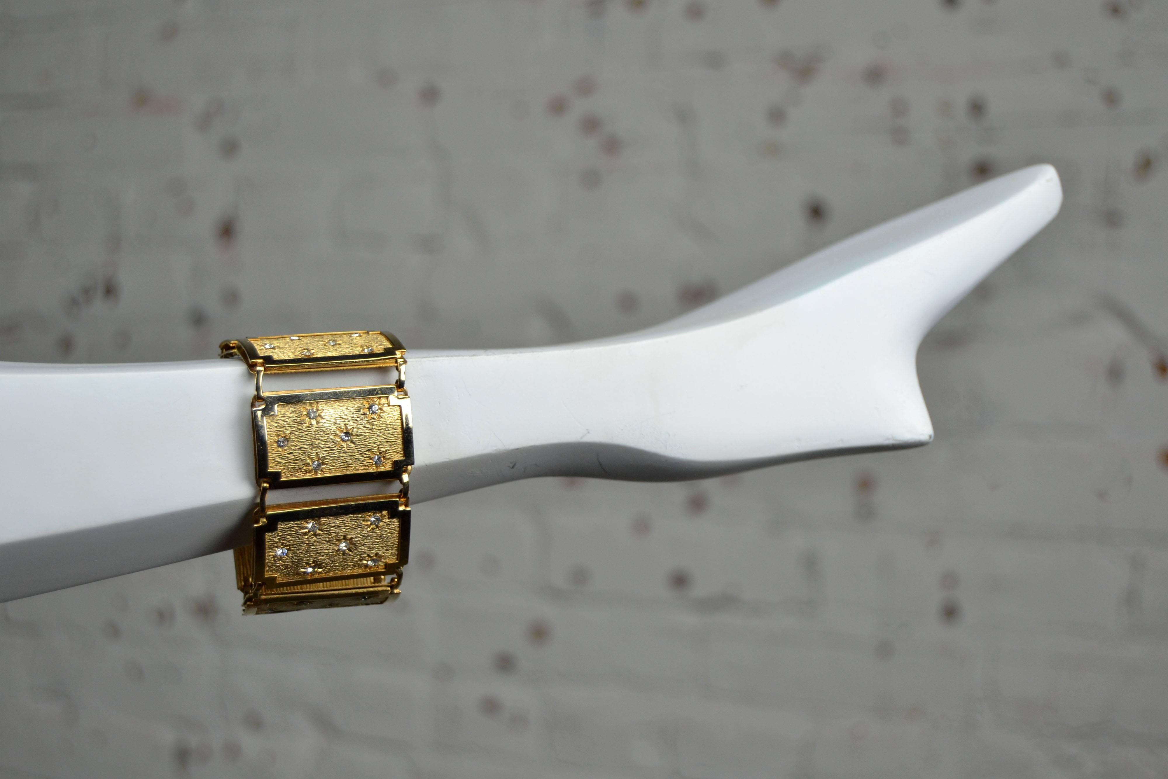 Leru Vintage Goldfarbenes, Strass-Halskette-Armband und Ohrringe Parure Set im Angebot 3