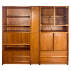Vintage Scandinavian Modern Teak 3 Piece Display Cabinet or Storage Unit Lighted