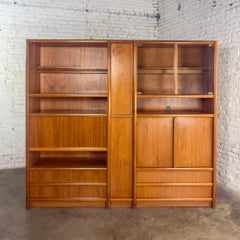 Vintage Scandinavian Modern Teak 3 Piece Display Cabinet or Storage Unit Lighted