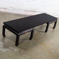 Vintage Double Ming Style Base Coffee Table Chow Legs Black Painted Style Baker