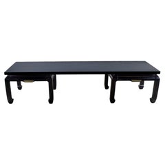 Vintage Double Ming Style Base Coffee Table Chow Legs Black Painted Style Baker