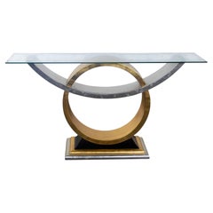 Mesa consola tipo sofá, desde el renacimiento del Art Déco hasta el posmodernismo, con motivos geométricos y pan de oro y plata