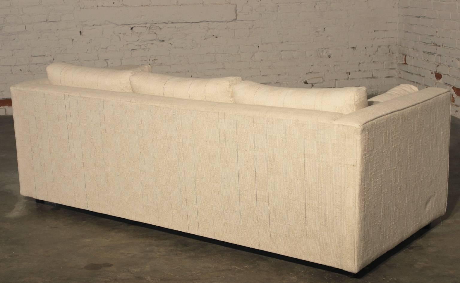 20th Century Mid-Century Modern White Tuxedo Style Sleeper Sofa