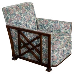 Art Deco to Arts & Craft Club Chair Oak Pastel Upholstery selling as Frame Only