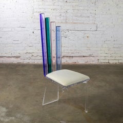 Modern Lucite Chair Rainbow Graduated Back Slats Attr Shlomi Haziza for H Studio