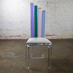 Modern Lucite Chair Rainbow Graduated Back Slats Attr Shlomi Haziza for H Studio