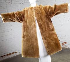 Vintage 1950s Mouton Fur Swing Style Coat
