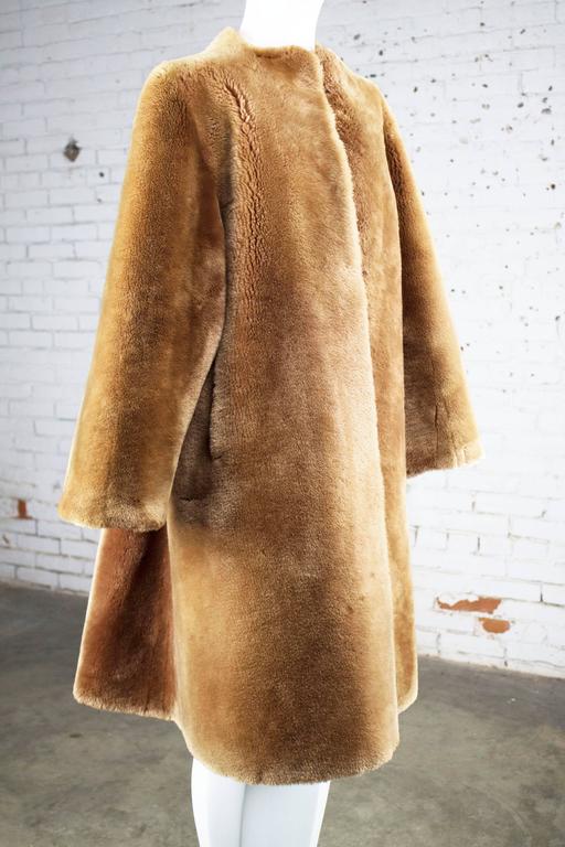 Vintage 1950s Mouton Fur Swing Style Coat at 1stDibs