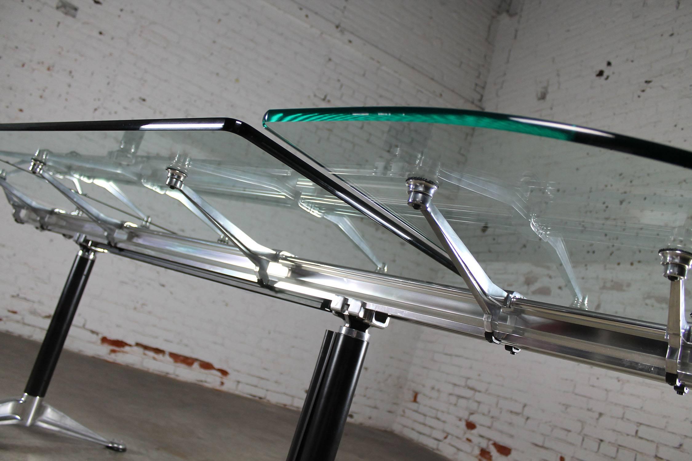 Modern Vintage Herman Miller Glass and Aluminum Beam Table or Desk by Bruce Burdick