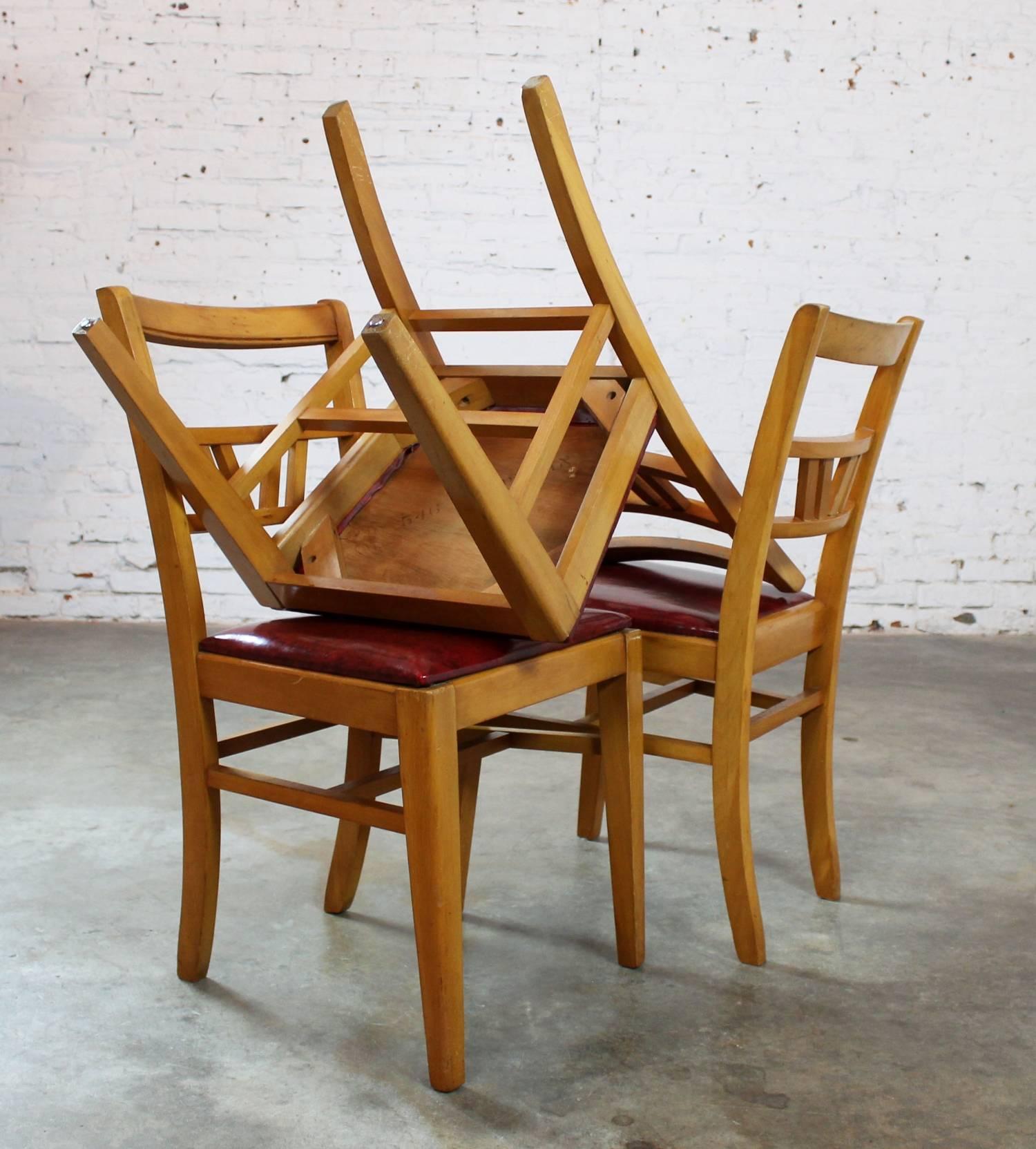 20th Century Vintage Mid-Century Light Mahogany Dining Chairs Set of Eight