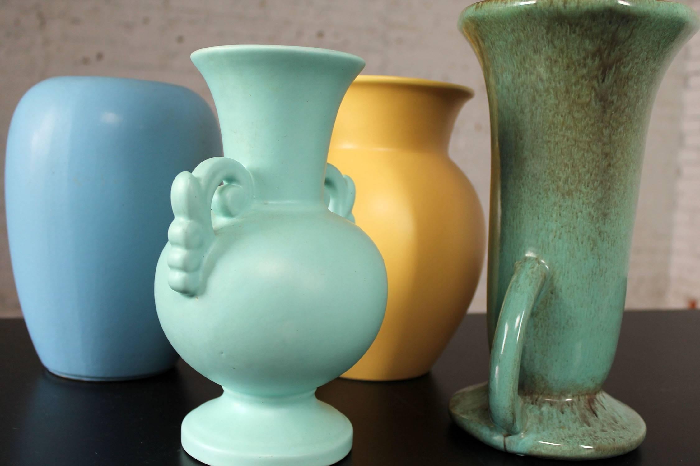 Mid-Century Modern Vintage Collection of Seven Mid-Century Pottery Vases Various Makers
