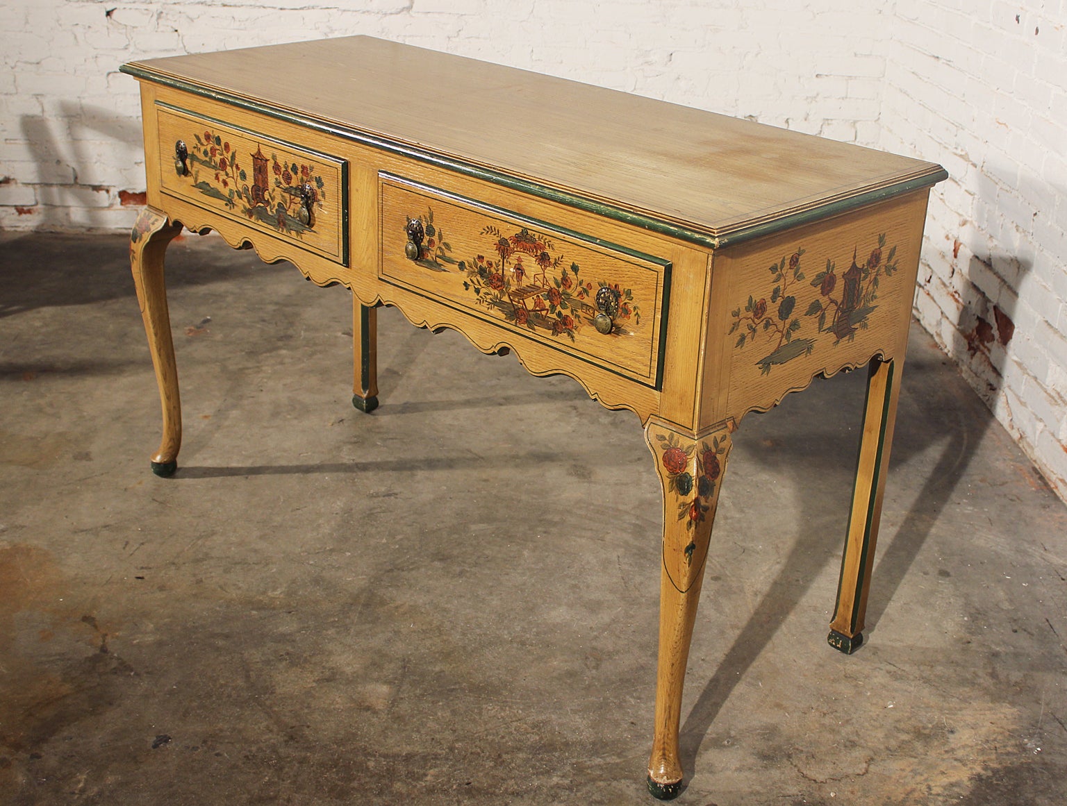 Antique Chinoiserie Hand Painted Hunt Style Buffet Server With Antique Chinoiserie Hand Painted Hunt Style Buffet Server With Cabriole Legs For At 1stdibs