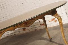 Antique Chinoiserie Hand-Painted Oval Dining Table with Cabriole Legs