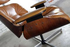 Mid-Century Modern Plycraft Eames-Style Lounge Chair and Ottoman