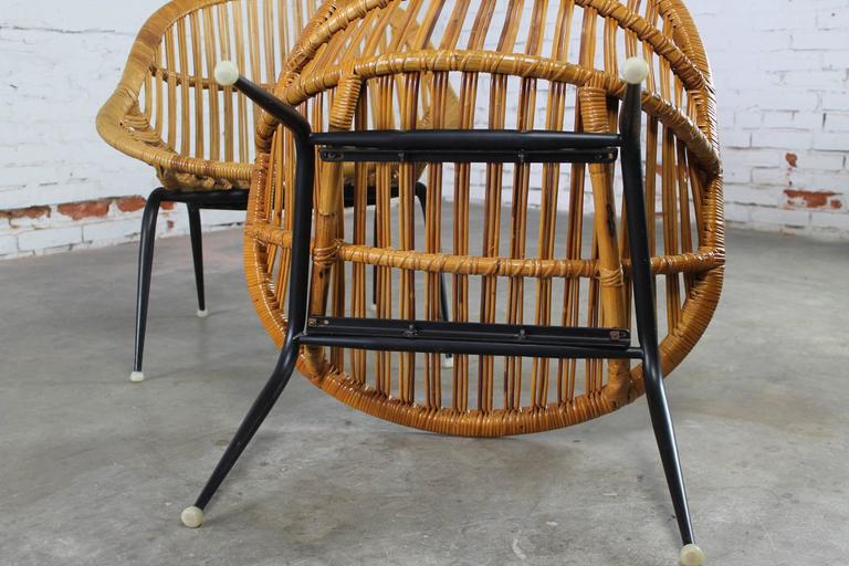 Pair of MidCentury Modern Rattan Wicker Basket Chairs by Troy Sunshade