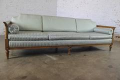 Vintage Hollywood Regency Neoclassic Sofa with Caned Sides