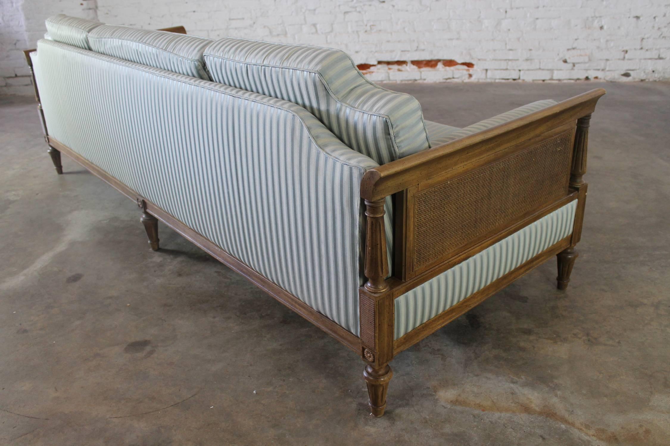Vintage Hollywood Regency Neoclassic Sofa with Caned Sides 2