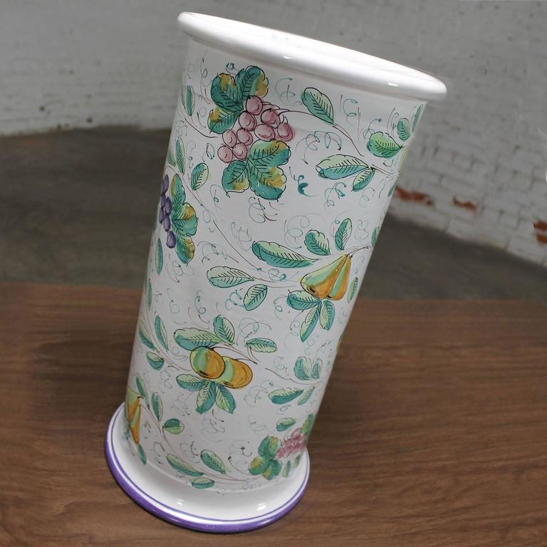 Vintage Italian Castelli Pottery Umbrella Stand Signed L. Pardi at