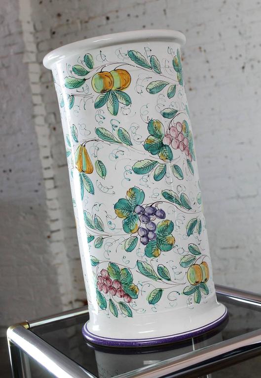 Vintage Italian Castelli Pottery Umbrella Stand Signed L. Pardi at
