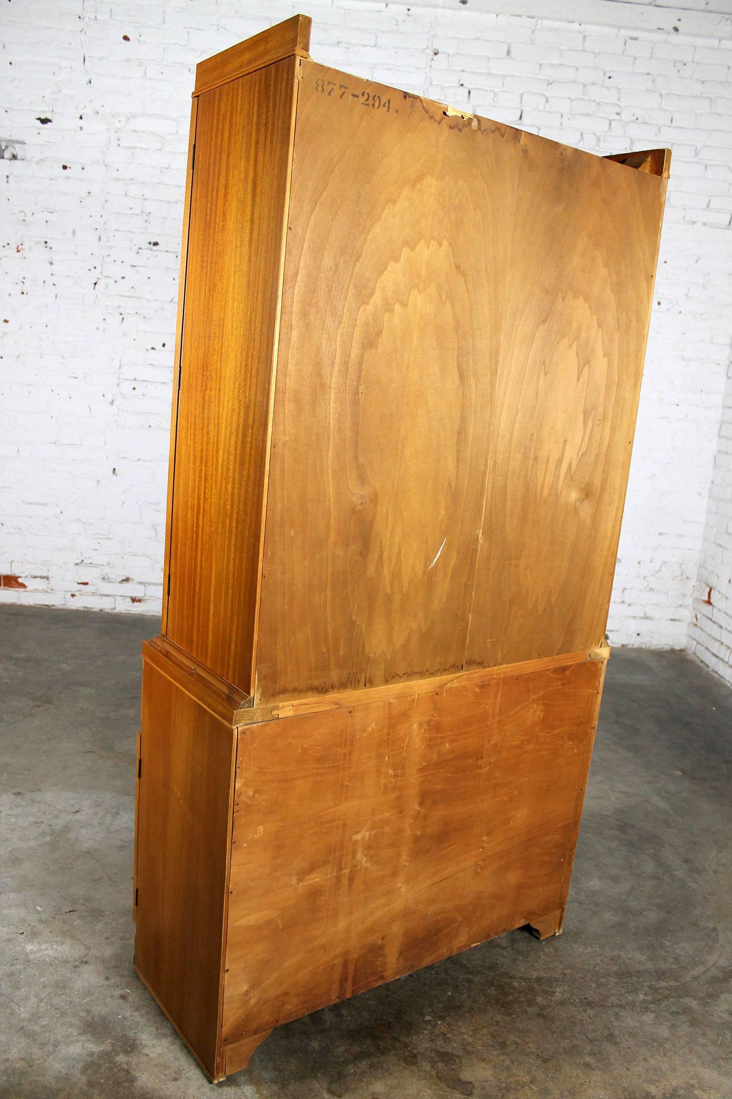 20th Century Vintage Mid-Century Modern Mahogany Small China Hutch Cabinet