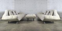 Set of 2 Mid-Century Modern Adrian Pearsall Style Gondola Sofas and 1 Ottoman