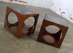 Vintage Pair of Mid-Century Lane Cube Tables