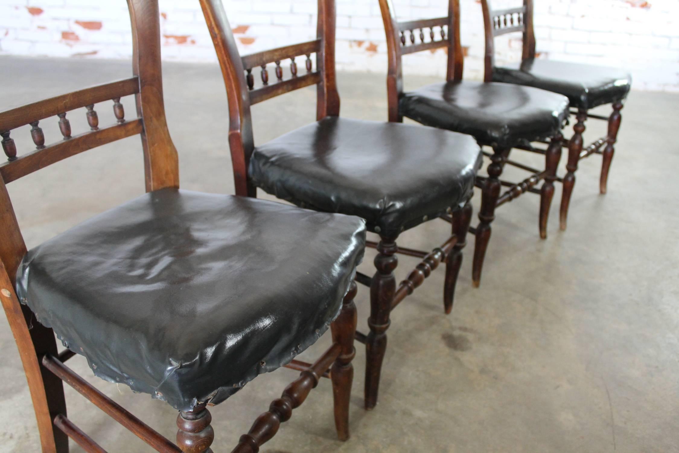 Set of Four Antique Victorian Hairpin Back Dining Chairs 2