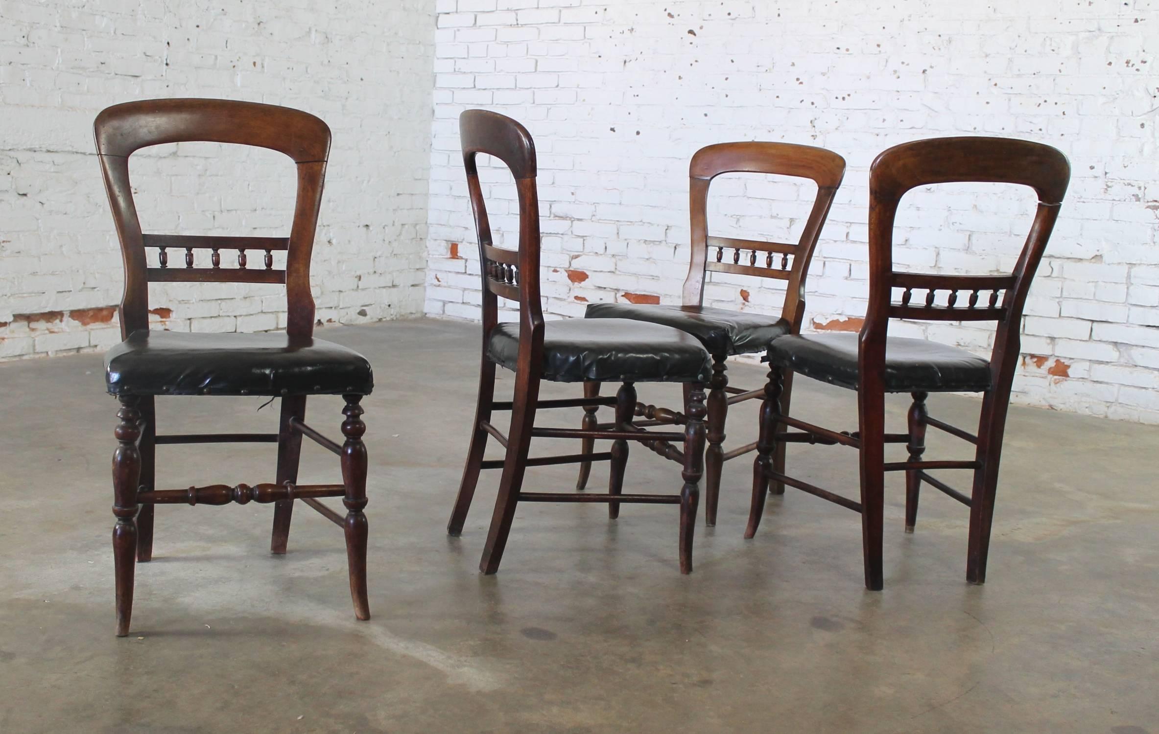 Set of Four Antique Victorian Hairpin Back Dining Chairs 4