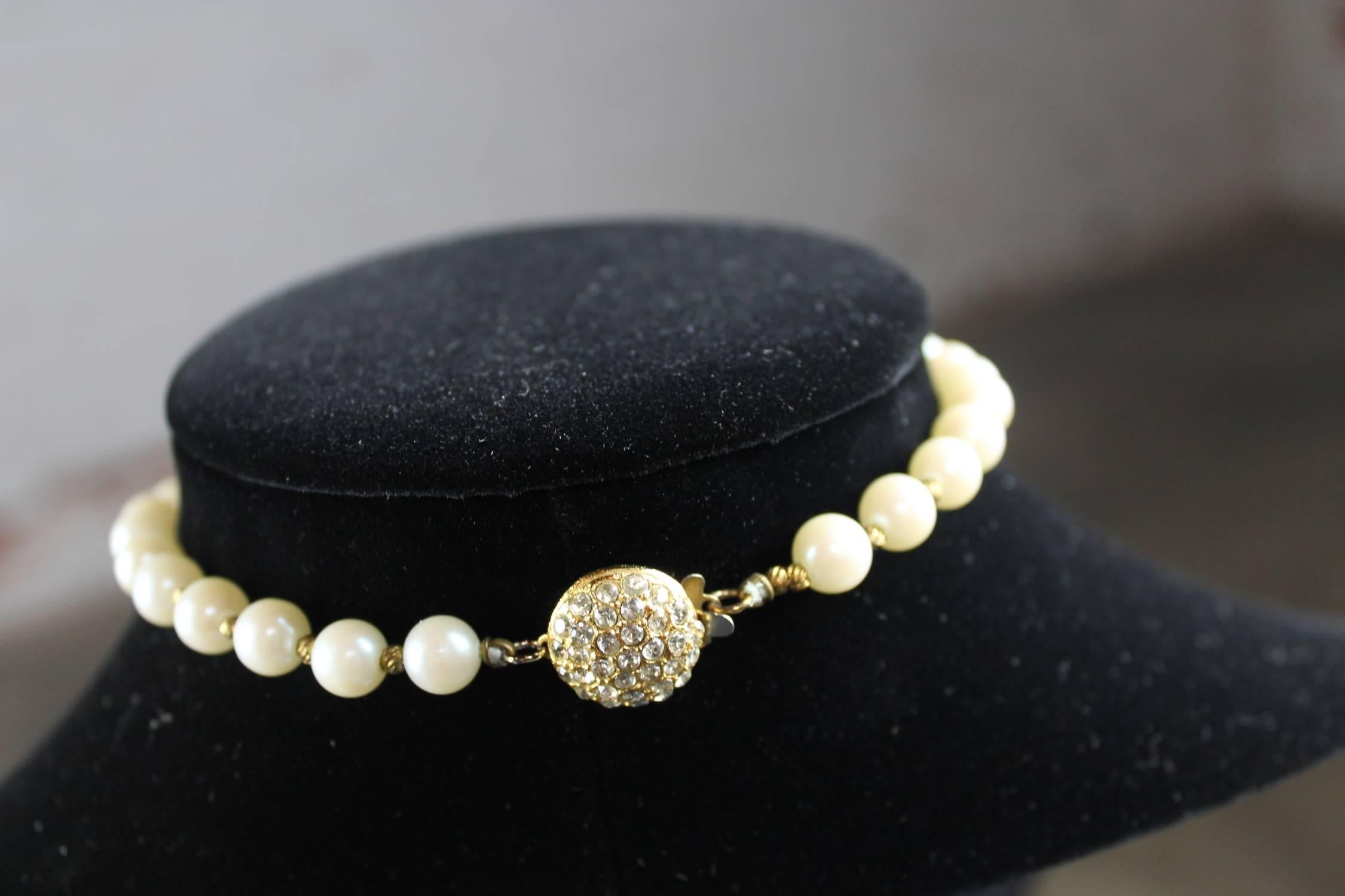 Magnificent Vintage Cadoro © Faux Pearl and Rhinestone Tassel Choker Necklace 3