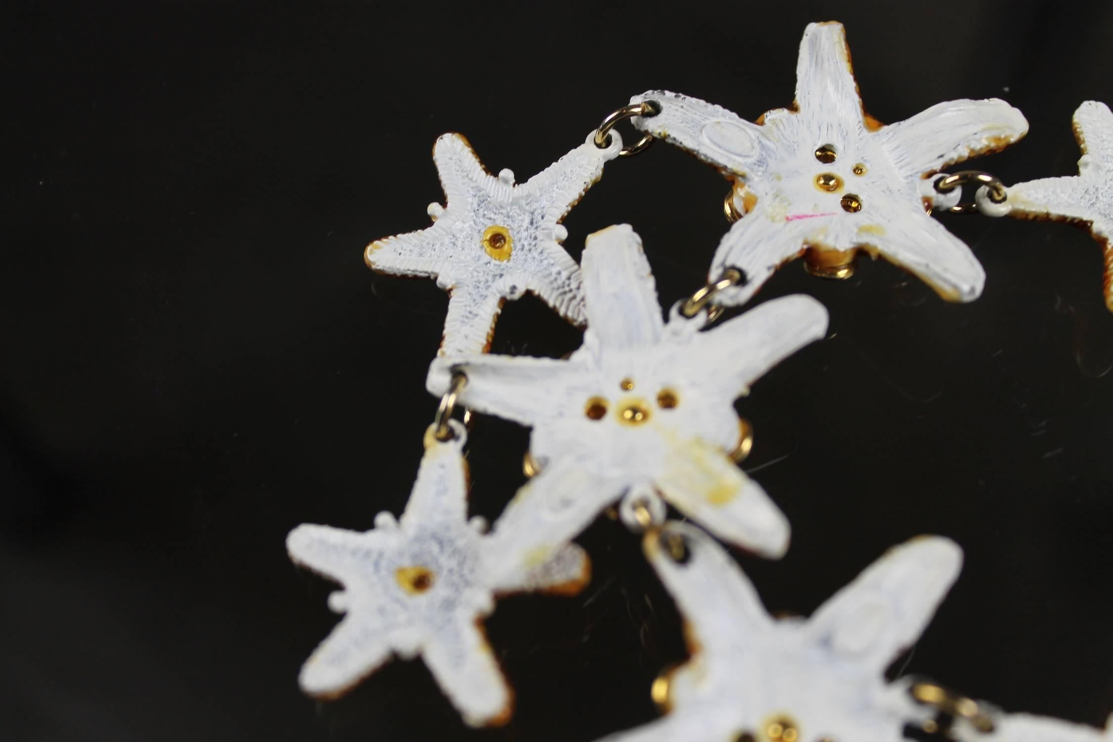 Vintage Gem-Craft Bejeweled Starfish Bib Necklace, Signed CRAFT  For Sale 2