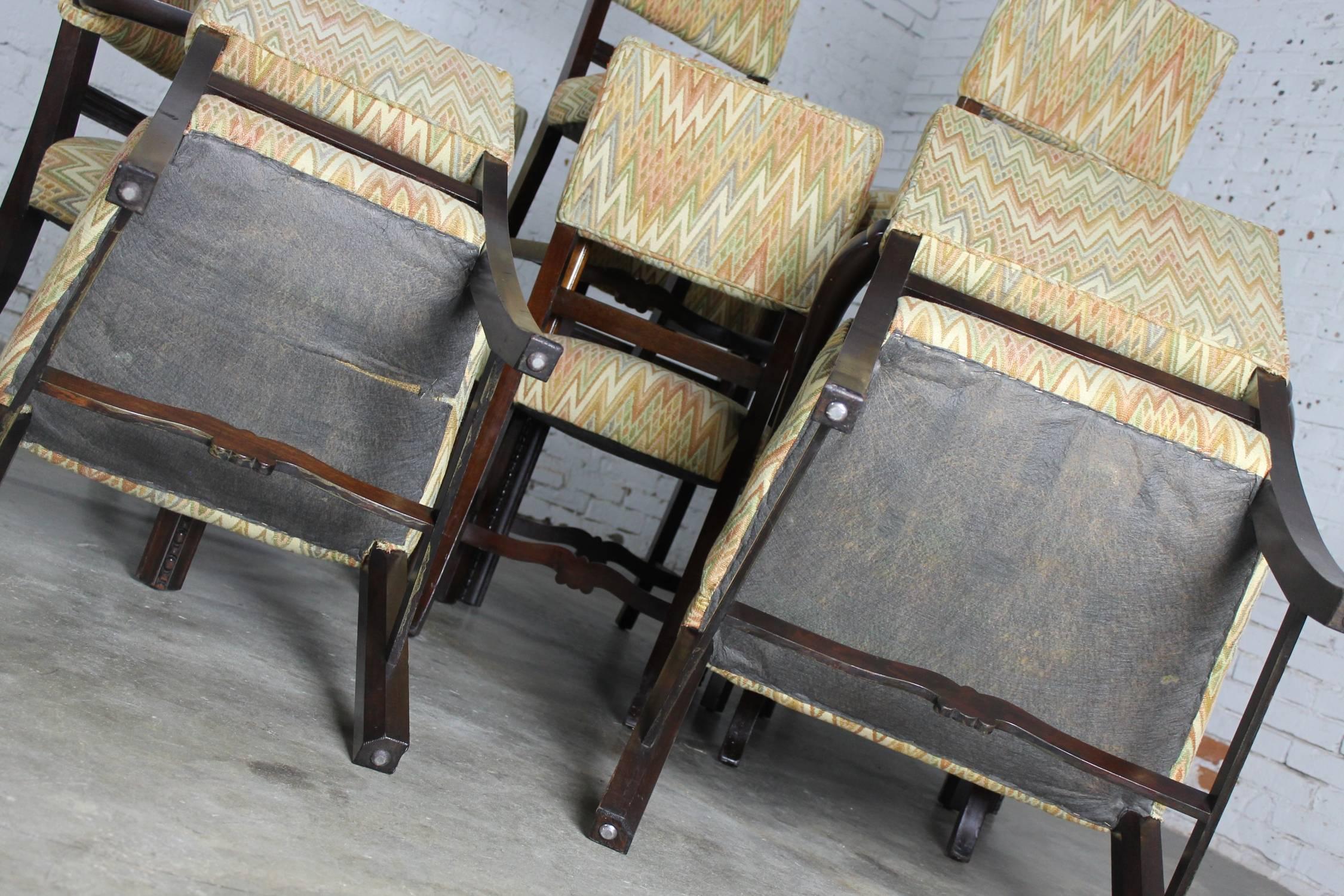 20th Century Vintage Set of Ten Georgian Revival Chippendale Style Upholstered Dining Chairs