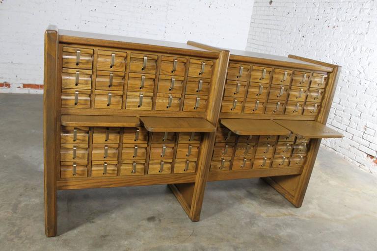 Vintage Oak 60 Drawer Library Card Catalog Cabinet At 1stdibs