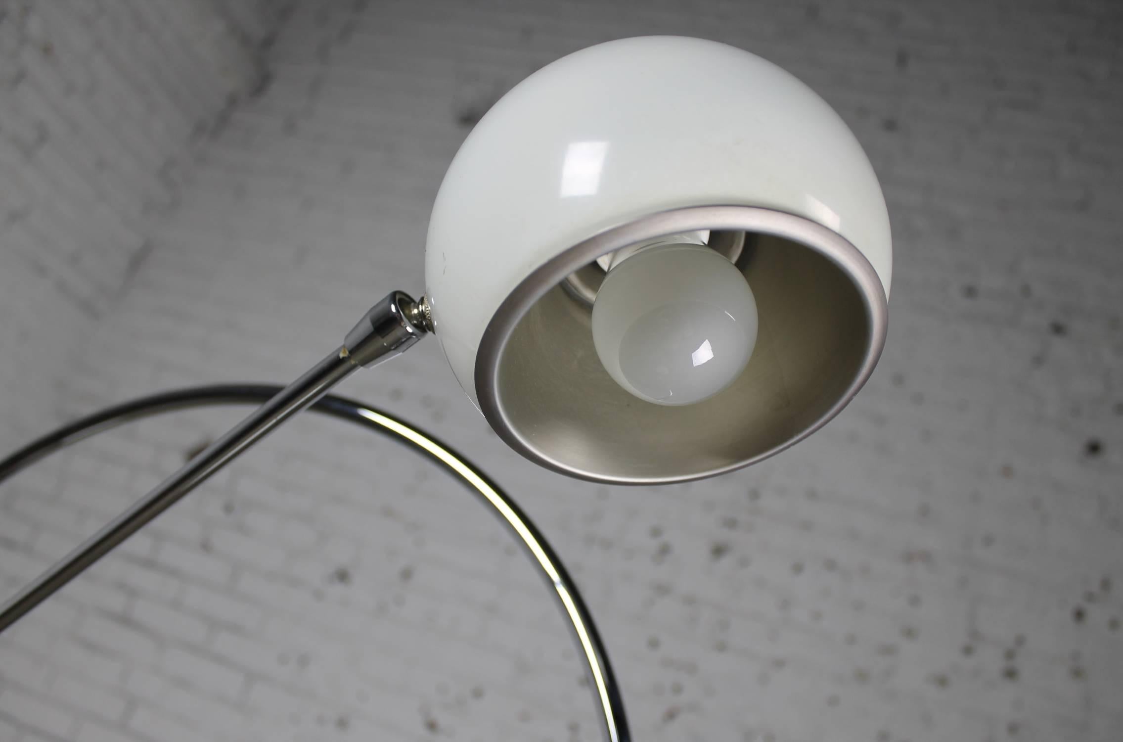 Enameled Orbiter Floor Lamp in White by Robert Sonneman