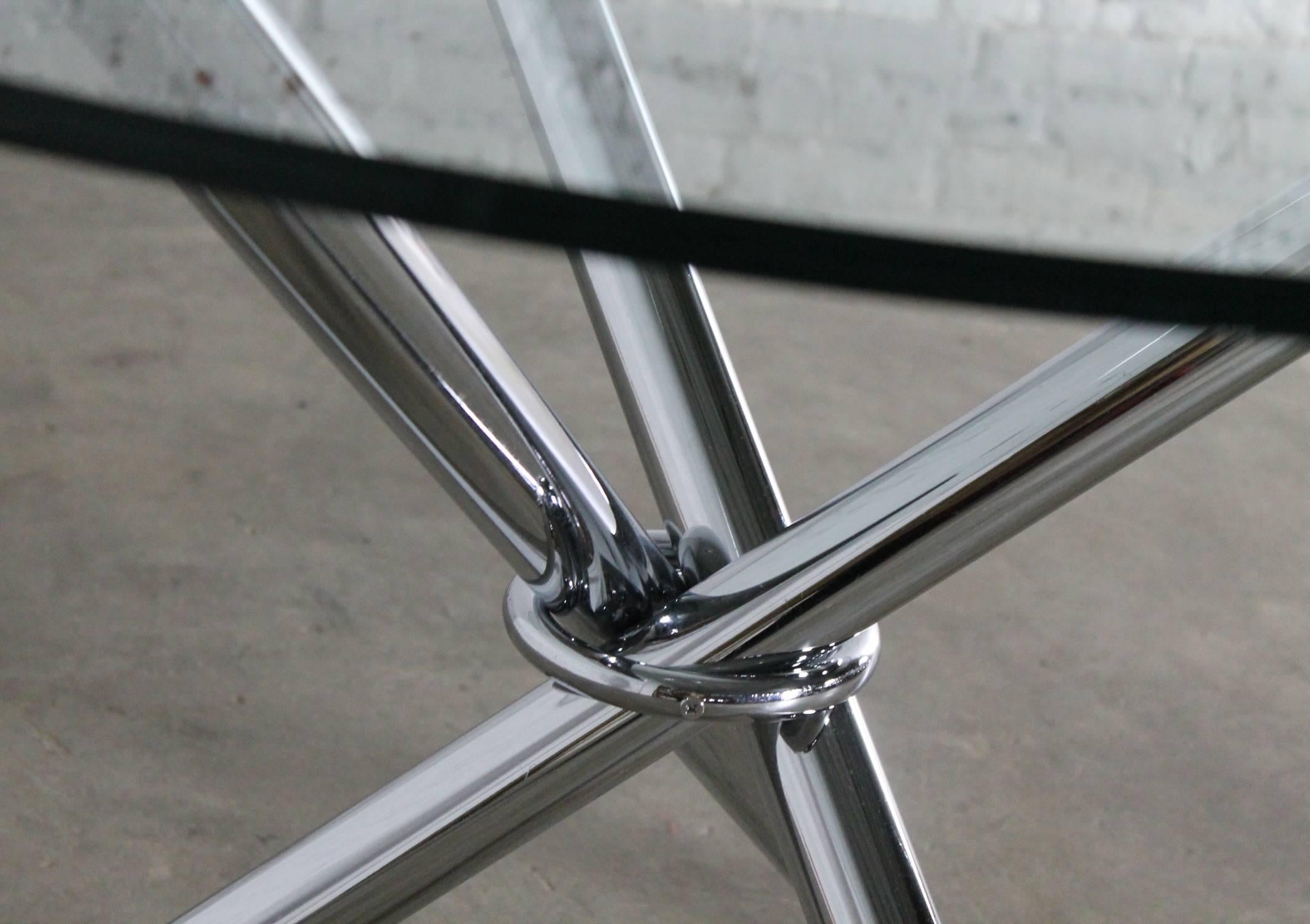 20th Century Mid-Century Modern Chrome Tripod Jacks Dining Table in Style of Milo Baughman