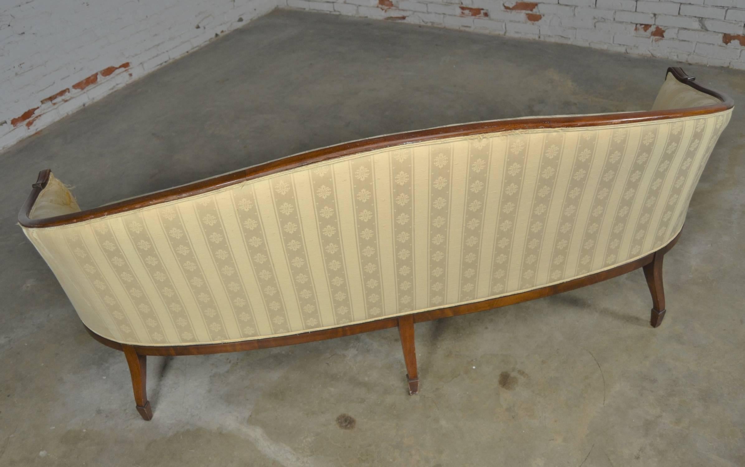 Fabric Vintage Hickory Chair Company Regency Style Mahogany Frame Sofa