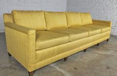 Vintage Mid-Century Four Cushion Extra-Long Lawson Style Golden Yellow Sofa