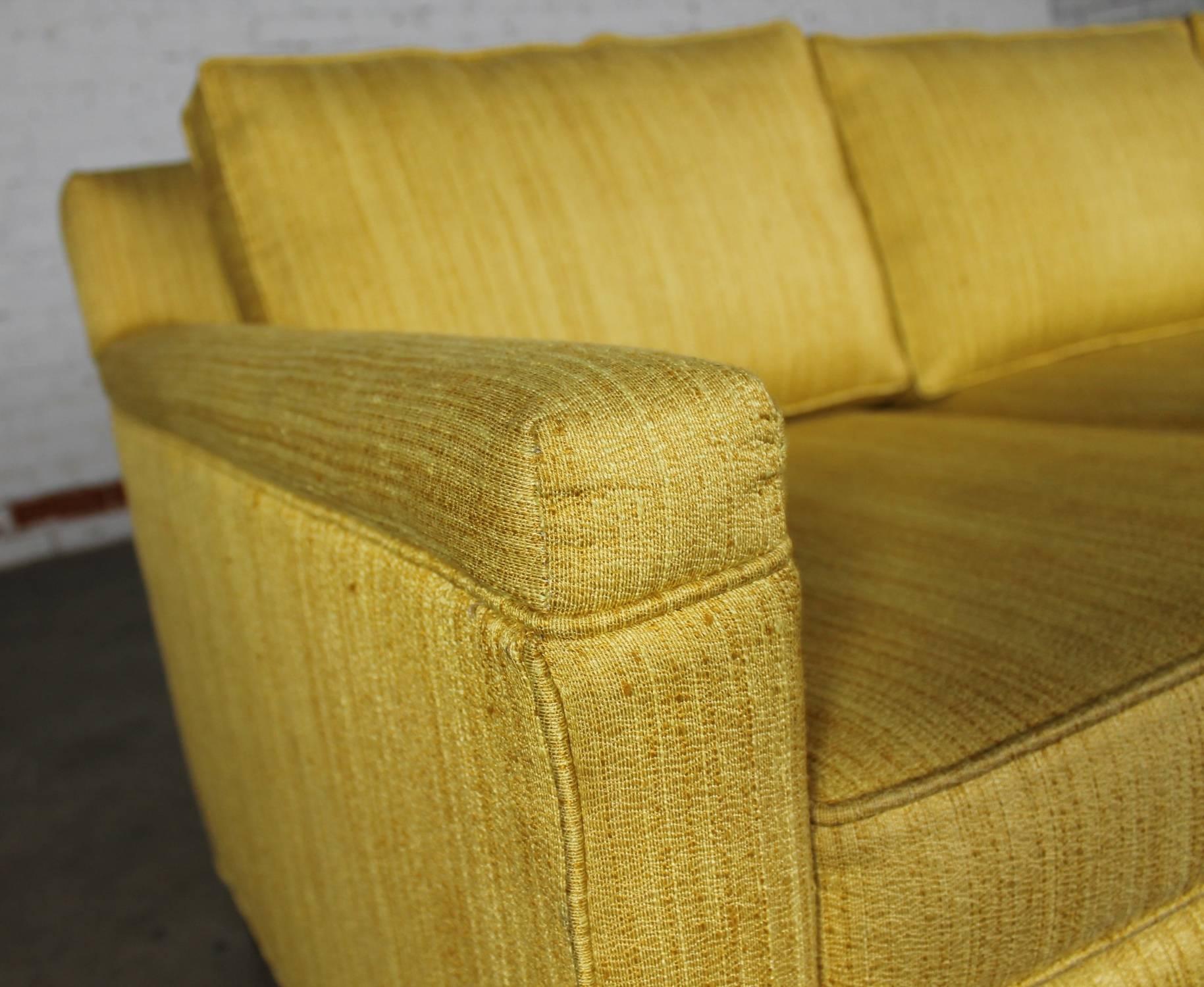20th Century Vintage Mid-Century Four Cushion Extra-Long Lawson Style Golden Yellow Sofa