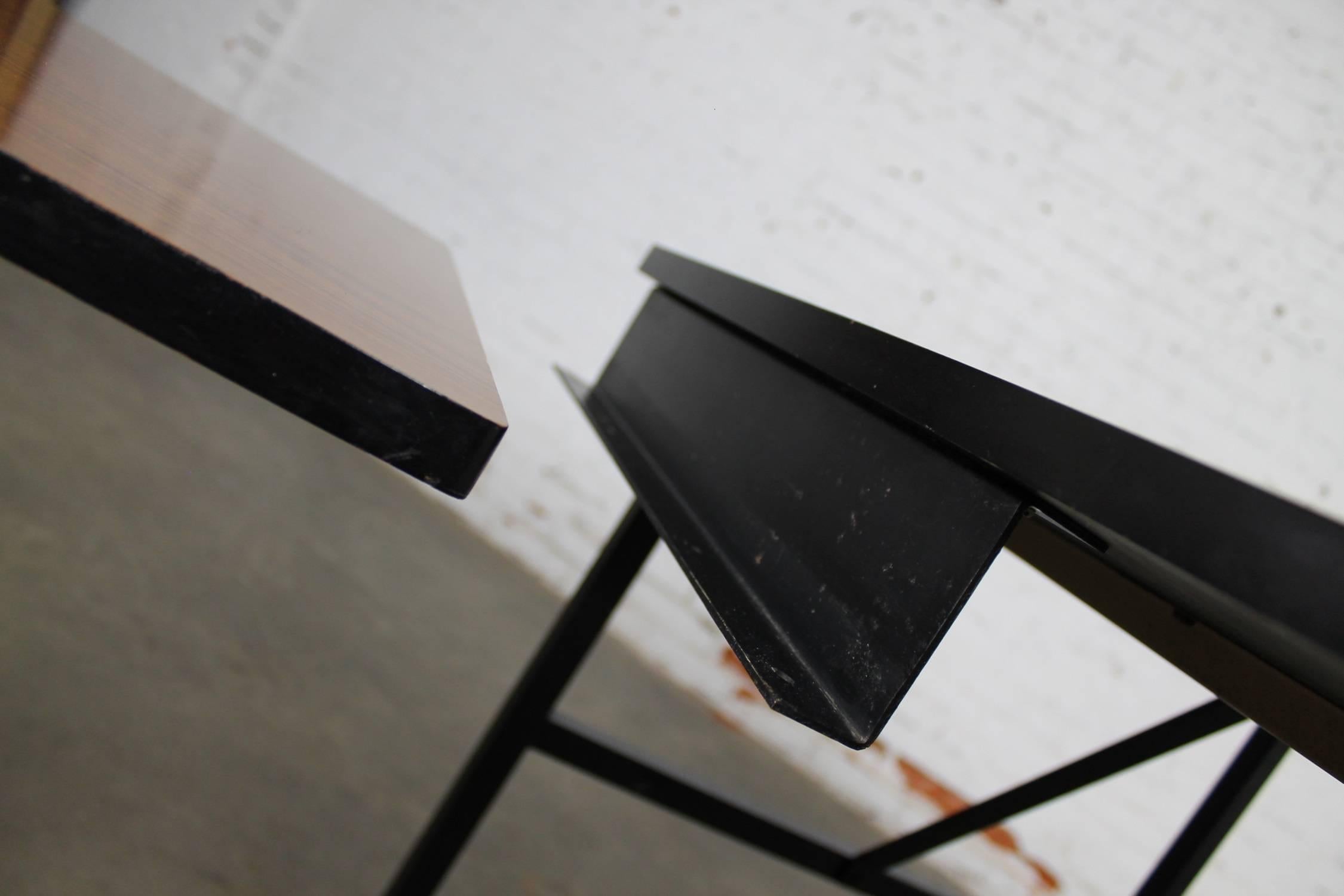 American Mid-Century Modern Imperial Desk Company Walnut Laminate and Black Metal Desk