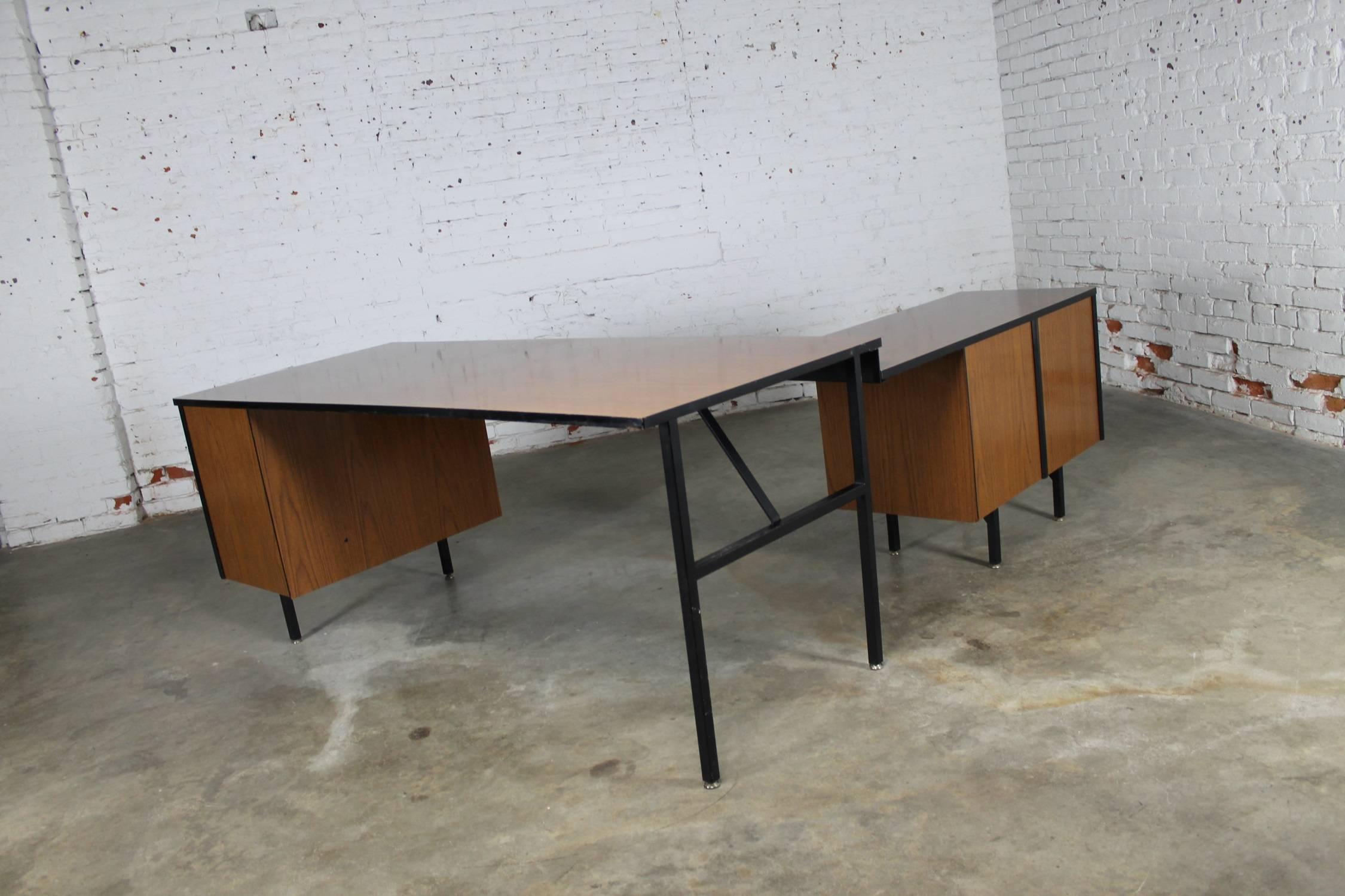 black mid century modern desk