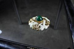 Vintage KJL Kenneth J. Lane Brooch in Gold-Tone and White Enamel