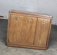 Vintage Mid-Century Campaign Style Rolling Dry Bar Cart by Drexel Heritage