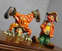 Vintage Pair of Papier Maché Clown Sculptures by Jeanne Valentine, circa 1960