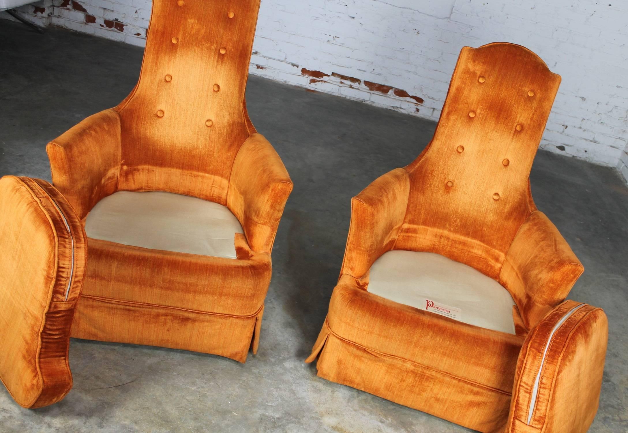 orange velvet chair vintage