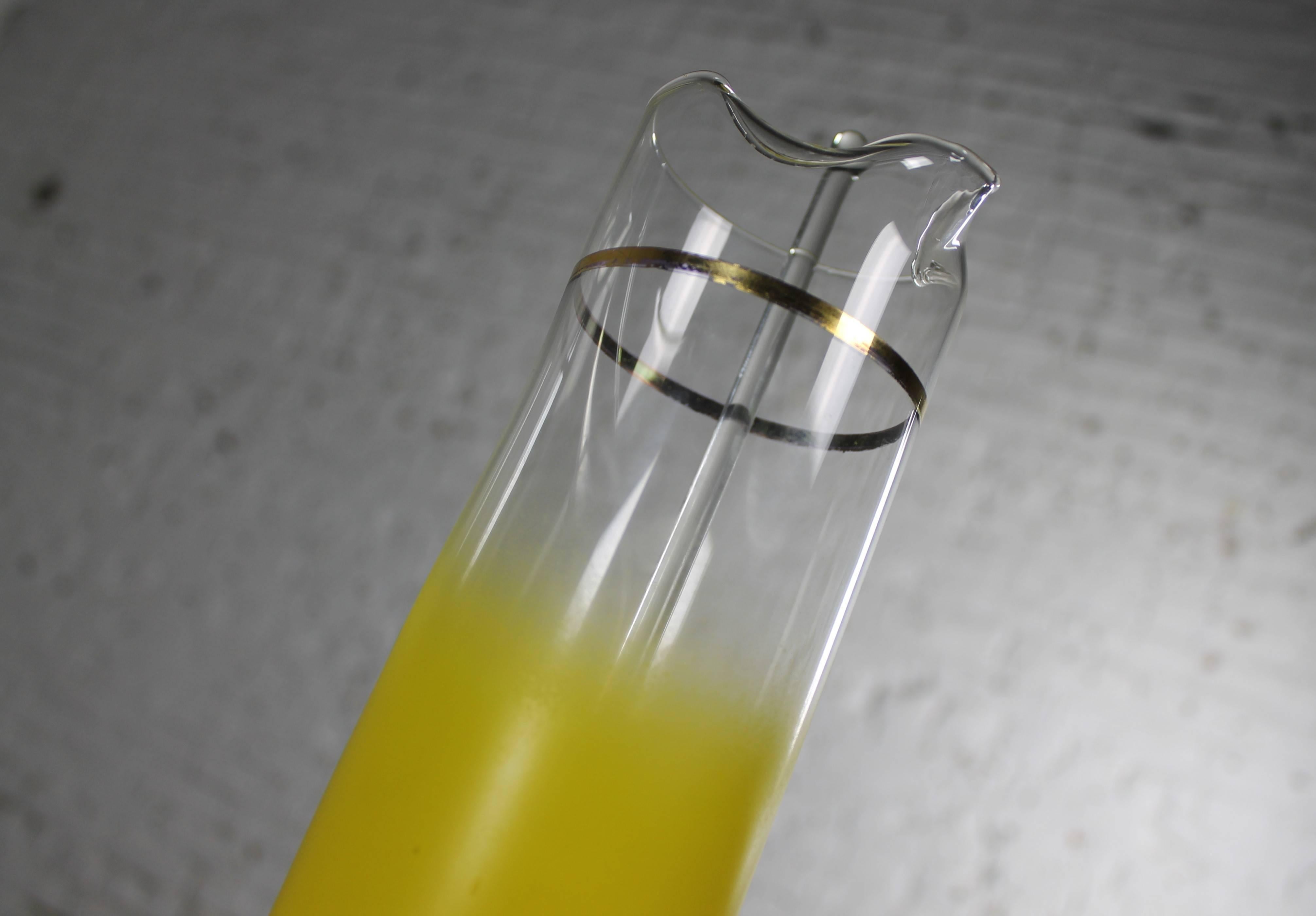 Glass Blendo Sunshine Yellow Cocktail Beverage Set Vintage Mid-Century Modern