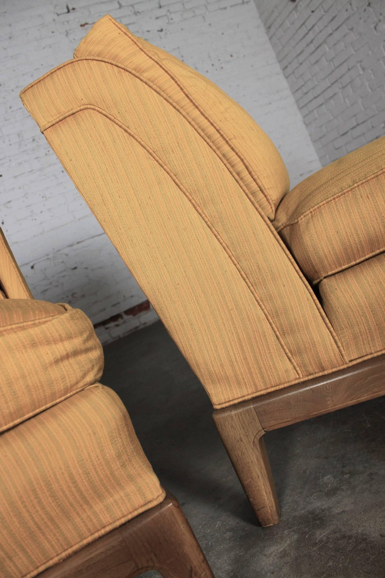 20th Century Gold Slipper Chairs, Drexel for Sears Symphony Vintage, Mid-Century Modern, Pair